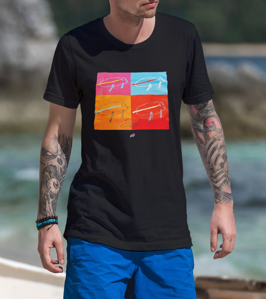 Buffalo Bills Pop Art Josh Allen Signature T-Shirt