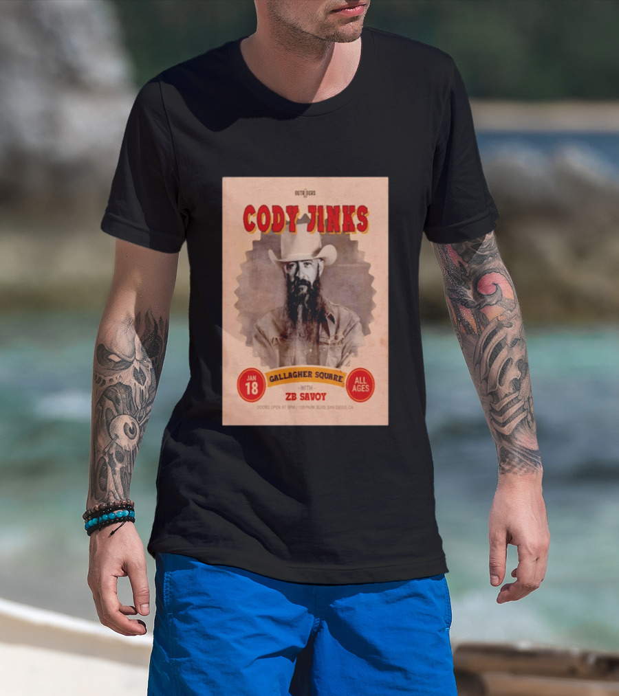 Cody Jinks San Diego Jan 18 2026 Gallagher Square With ZB Savoy T-Shirt