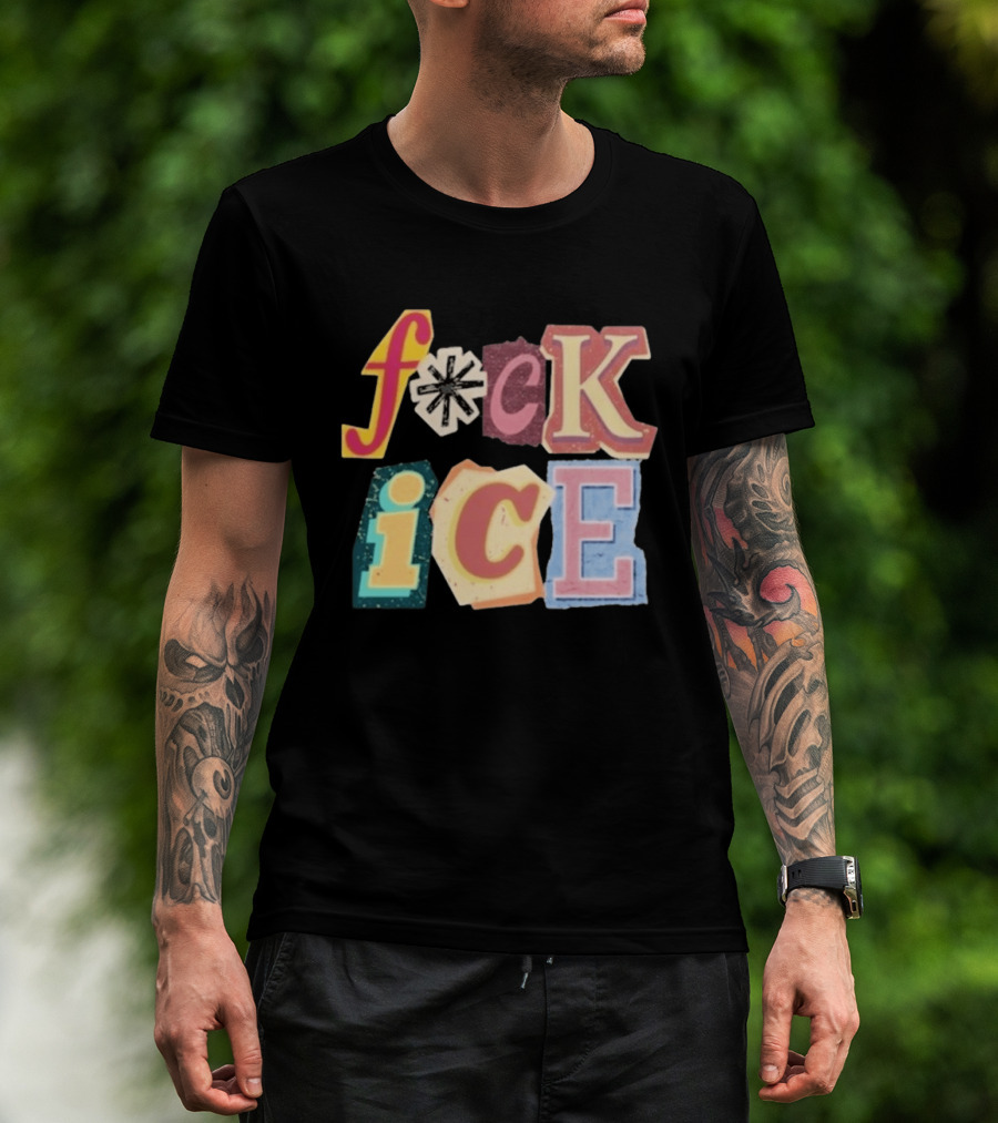 F*ck Ice Magazine Text Collage T-Shirt