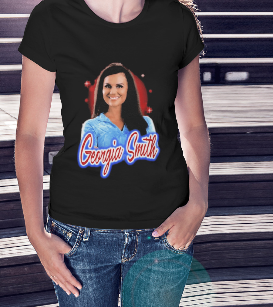 Georgia Smith Blue Top Red T-Shirt