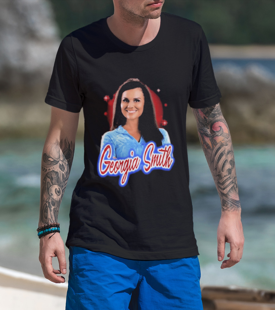 Georgia Smith Blue Top Red T-Shirt