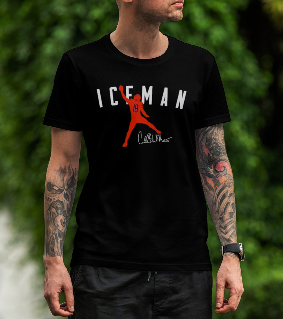 ICEMAN Caleb Williams Football Bears Number 18 Signature T-Shirt
