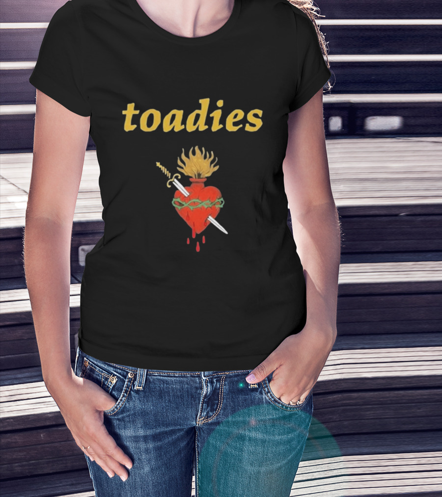 Toadies Sacred Heart Flaming Sword And Crown Of Thorns T-Shirt
