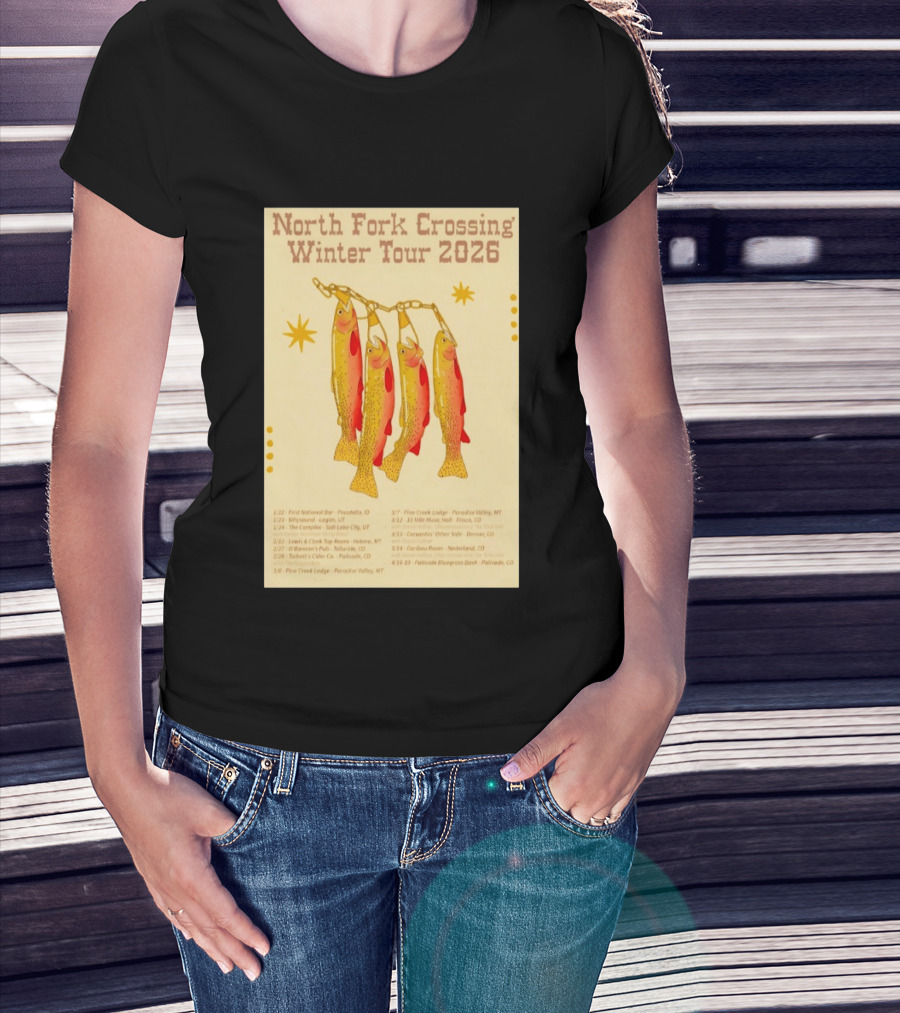 North Fork Crossing Winter Tour 2026 Dates And Locations Trout Chain T-Shirt