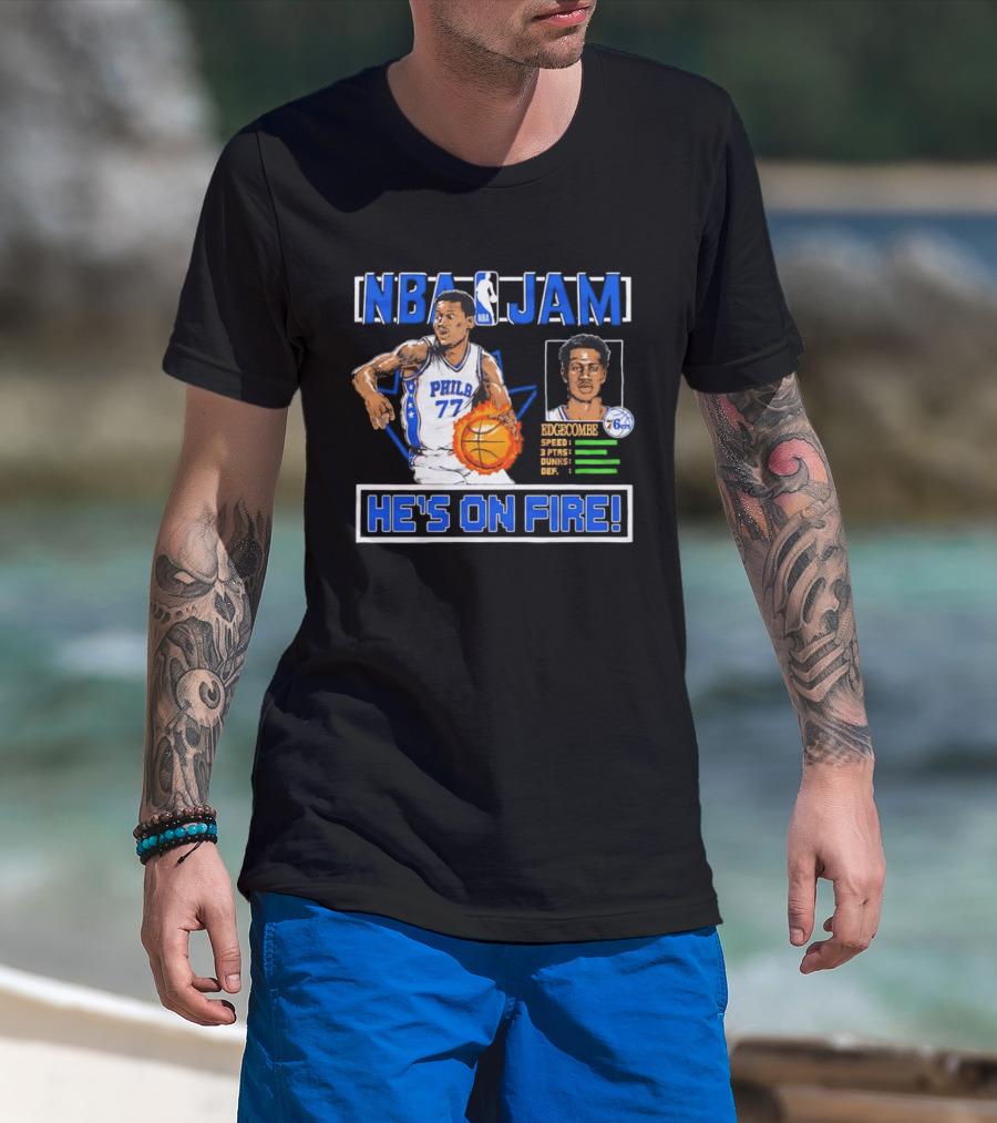NBA Jam VJ Edgecombe Philadelphia 76ers He's On Fire T-Shirt