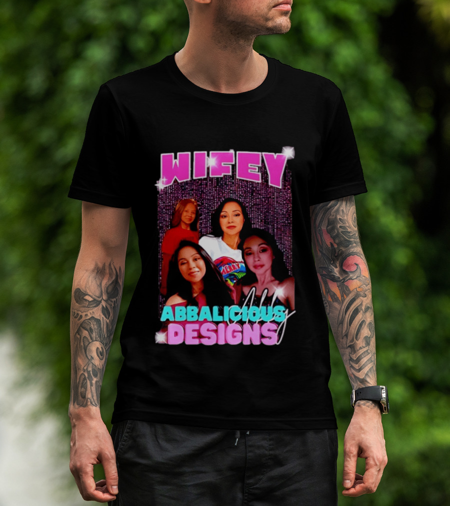Wifey Abbalicious Designs Pink And Blue Bold Typography With Stylish Women T-Shirt