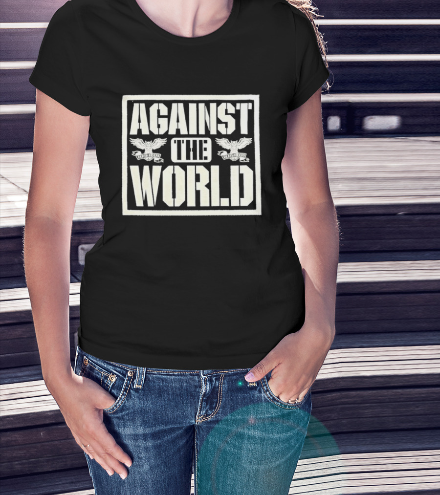 Against The World Eagle Motif T-Shirt