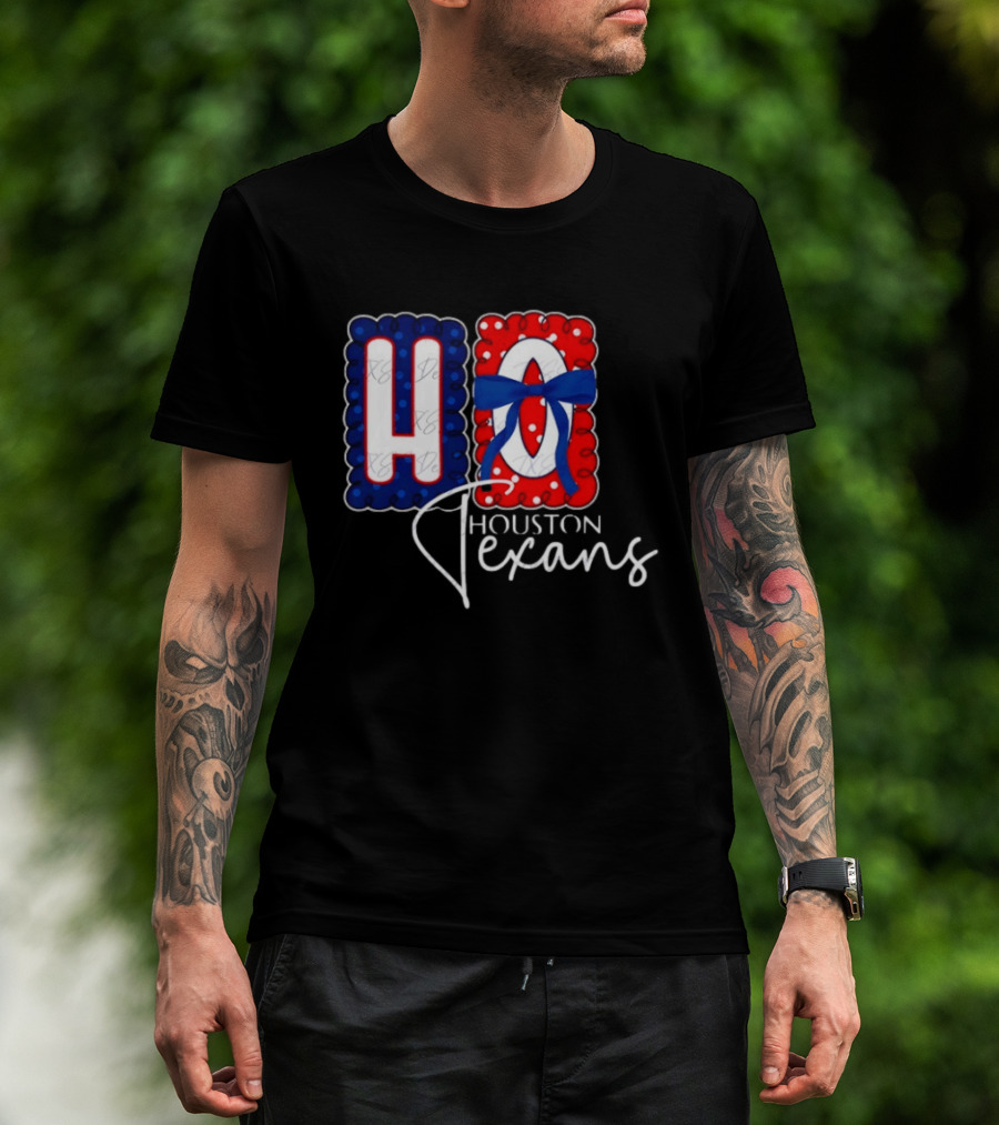 Houston Texans Football HOU Blue Red Bow T-Shirt