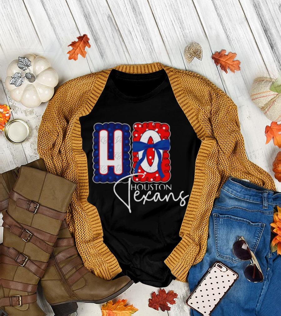 Houston Texans Football HOU Blue Red Bow T-Shirt