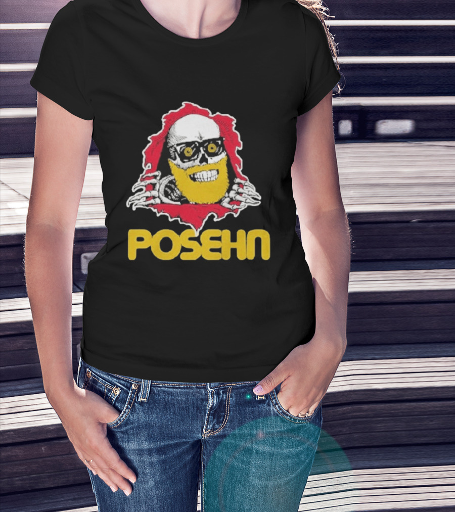 Brian Posehn Bonez Skull Design With Glasses And Yellow Beard T-Shirt