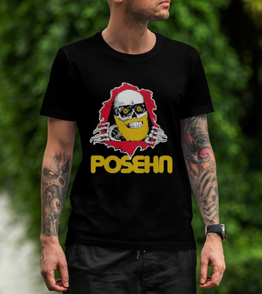 Brian Posehn Bonez Skull Design With Glasses And Yellow Beard T-Shirt