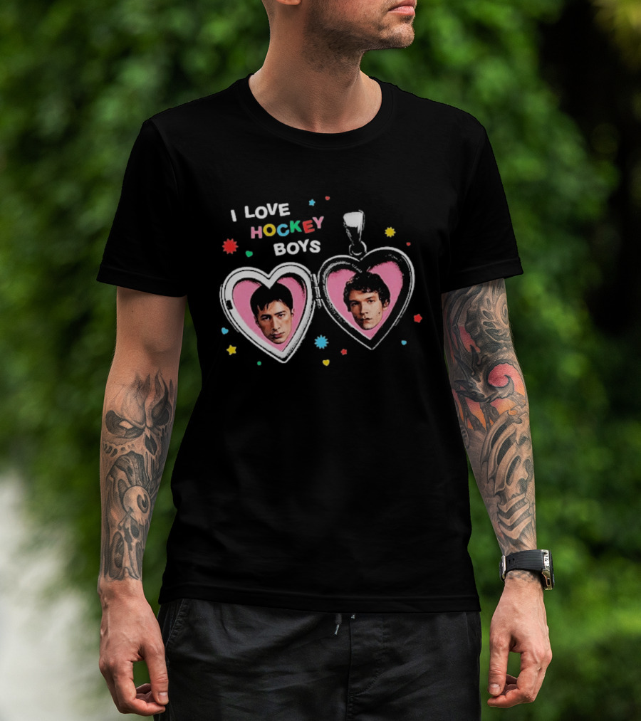 I Love Hockey Boys Shane Hollander Ilya Rozanov Heart Locket T-Shirt