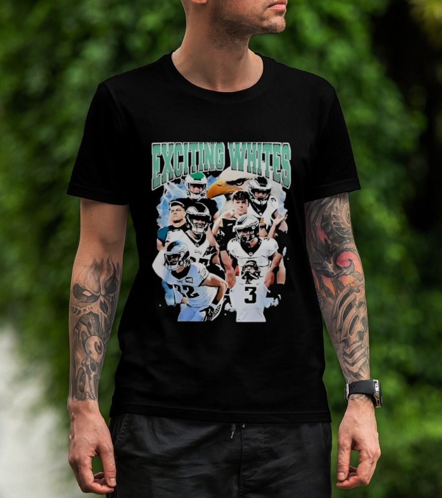 Philadelphia Eagles Exciting Whites Players And Eagle T-Shirt