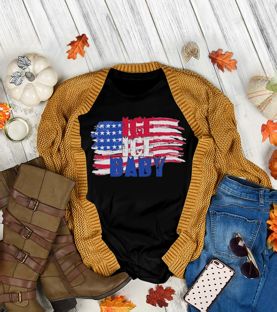 Ice Ice Baby American Flag USA Stars and Stripes T-Shirt