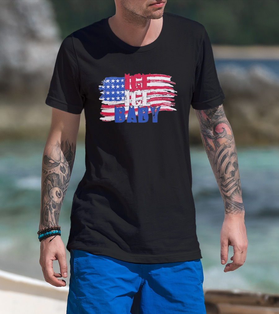 Ice Ice Baby American Flag USA Stars And Stripes T-Shirt