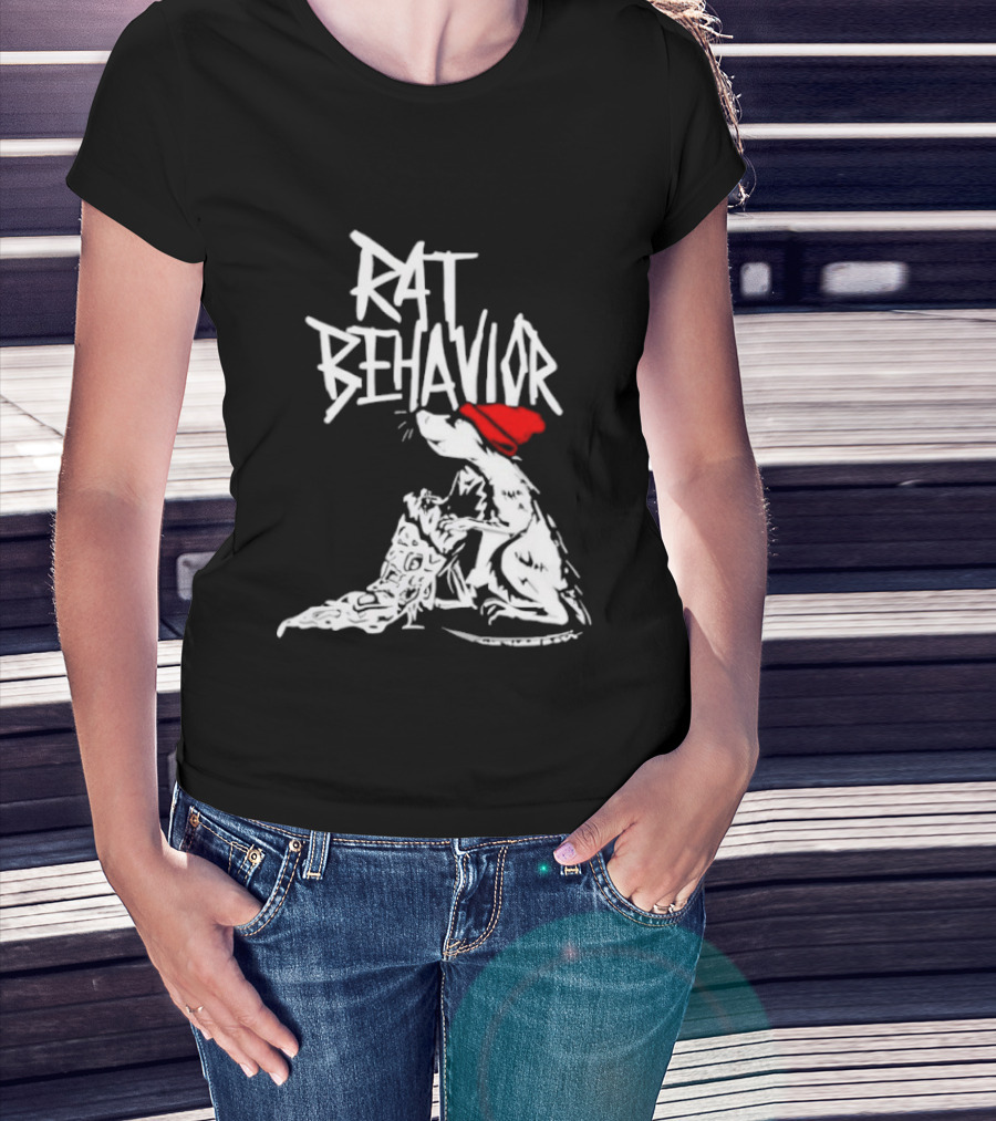 Rat Behavior Graphic With Red Hat And White Rat T-Shirt