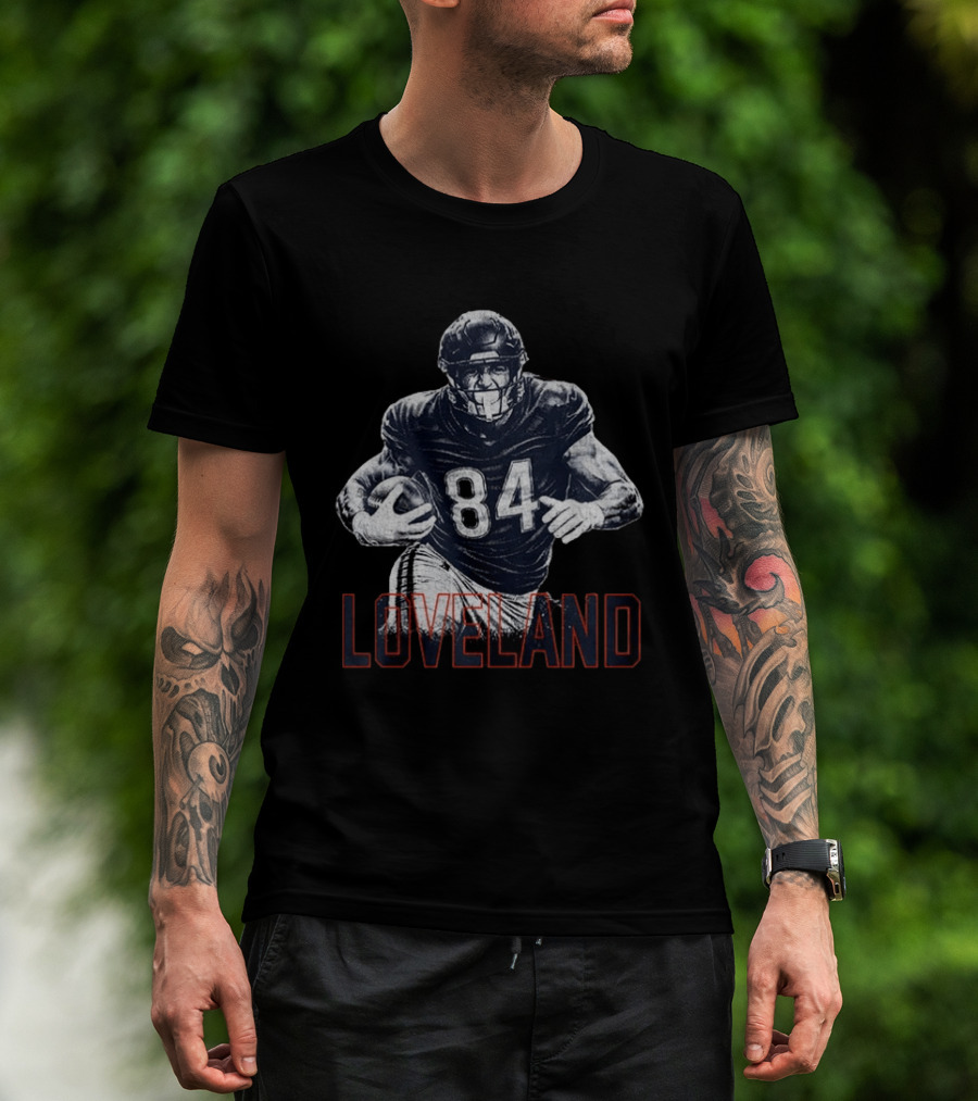 Colston Loveland 84 Chicago Bears Football Player Halftone T-Shirt