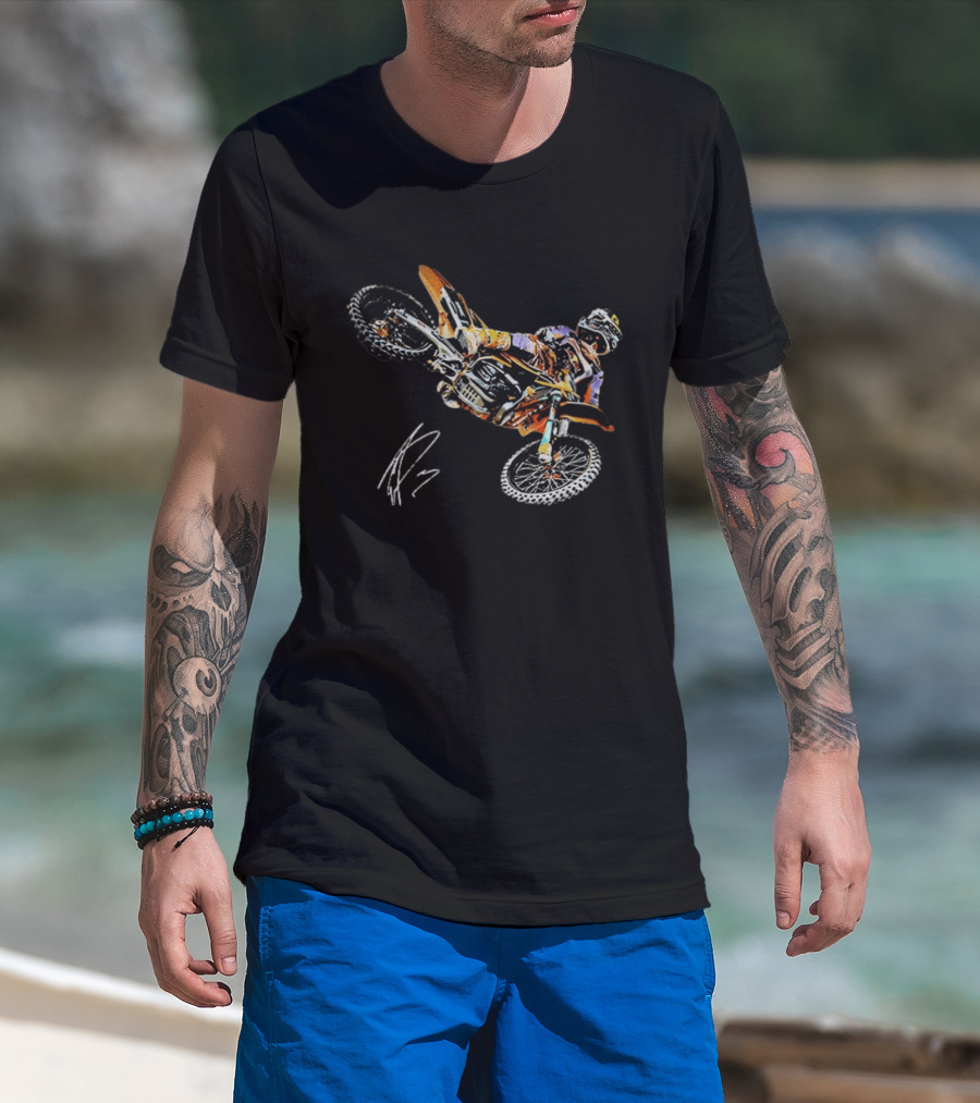 Eli Tomac AMA Supercross Anaheim1 Racing Autographed 2023 Motocross Champion T-Shirt