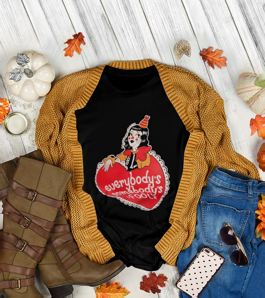 everybody's somebody's fool vintage cartoon clown heart T-Shirt