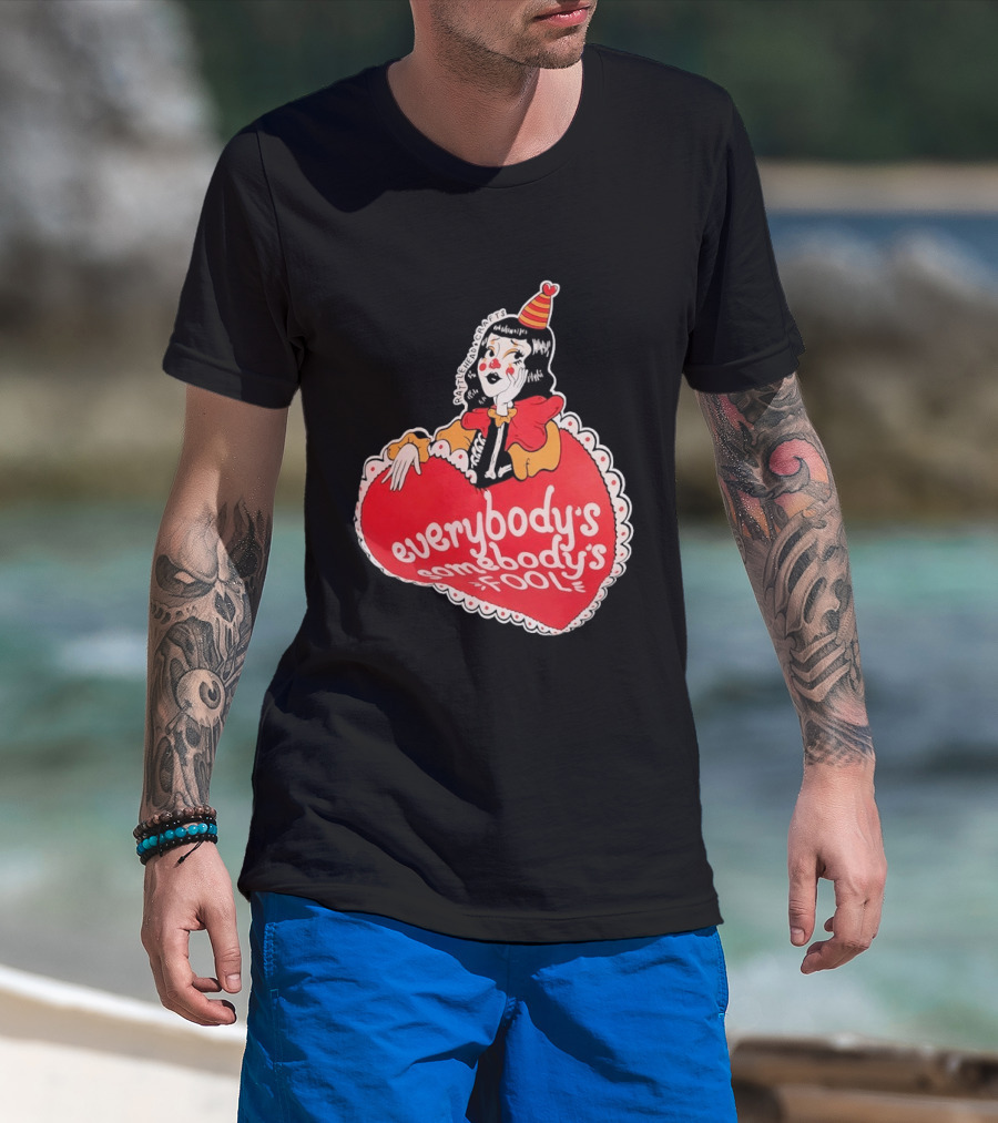 Everybody's Somebody's Fool Vintage Cartoon Clown Heart T-Shirt