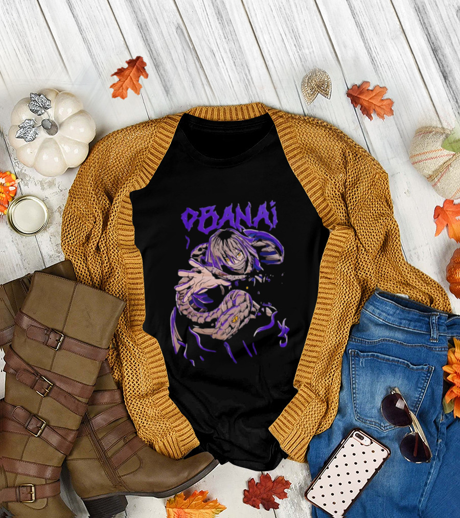 Obanai Iguro Snake Illustration from Demon Slayer Kimetsu no Yaiba Anime T-Shirt