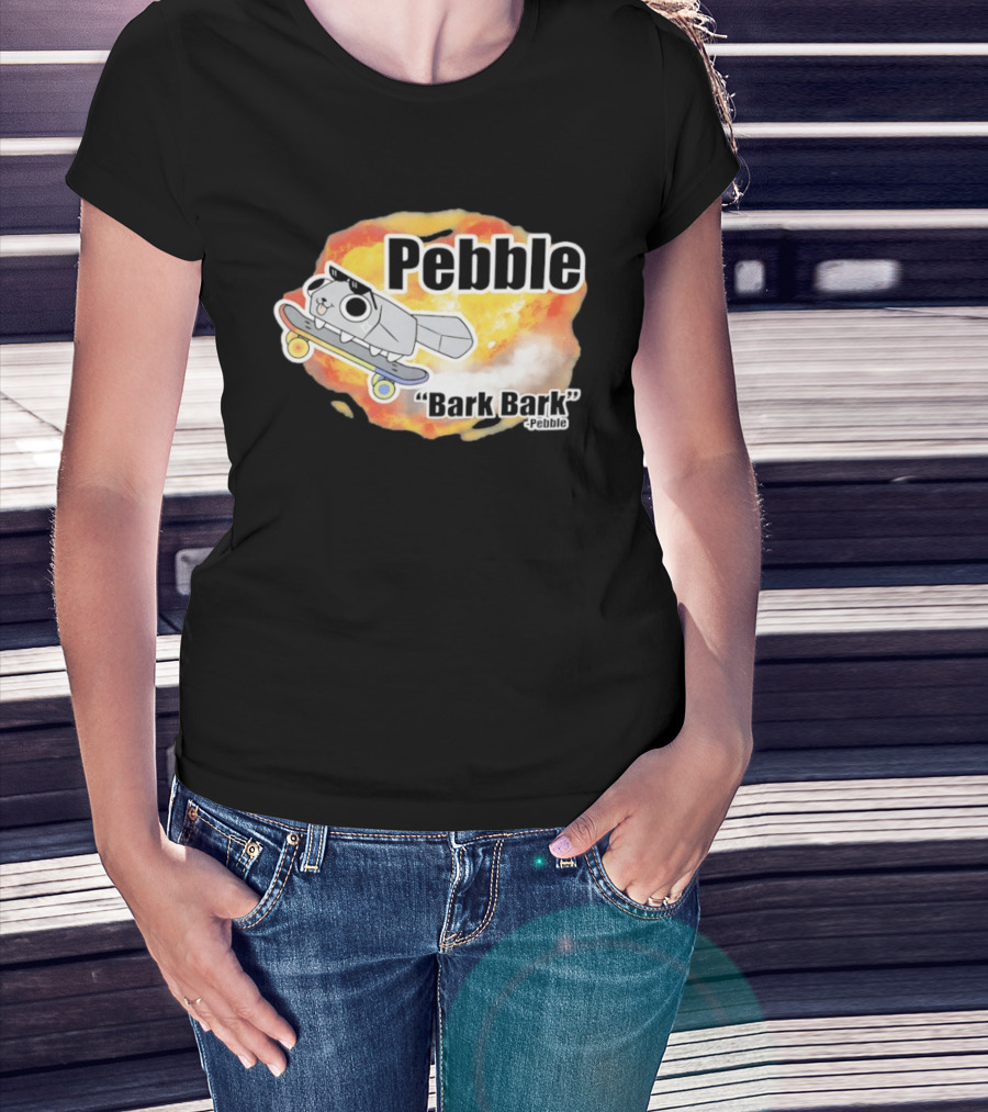 Pebble Bark Bark Skateboarding Cartoon Explosion T-Shirt