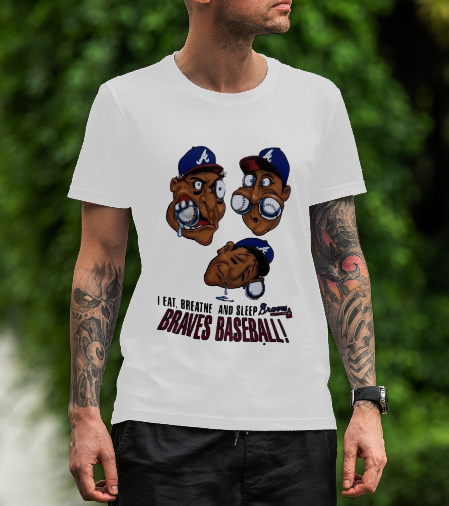 Atlanta Braves Baseball 1995 I Eat Breathe And Sleep Braves MLB Cartoon T-Shirt
