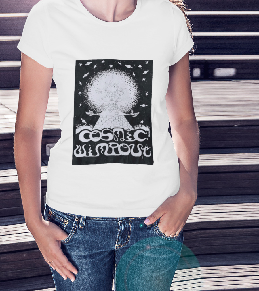 Cosmic Wimpout Psychedelic Pyramid Dice Explosion With UFOs And Stars T-Shirt