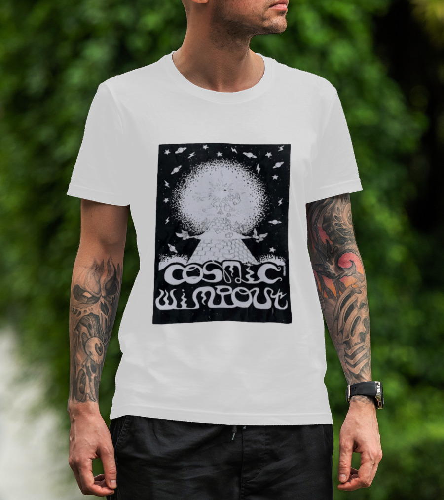 Cosmic Wimpout Psychedelic Pyramid Dice Explosion With UFOs And Stars T-Shirt