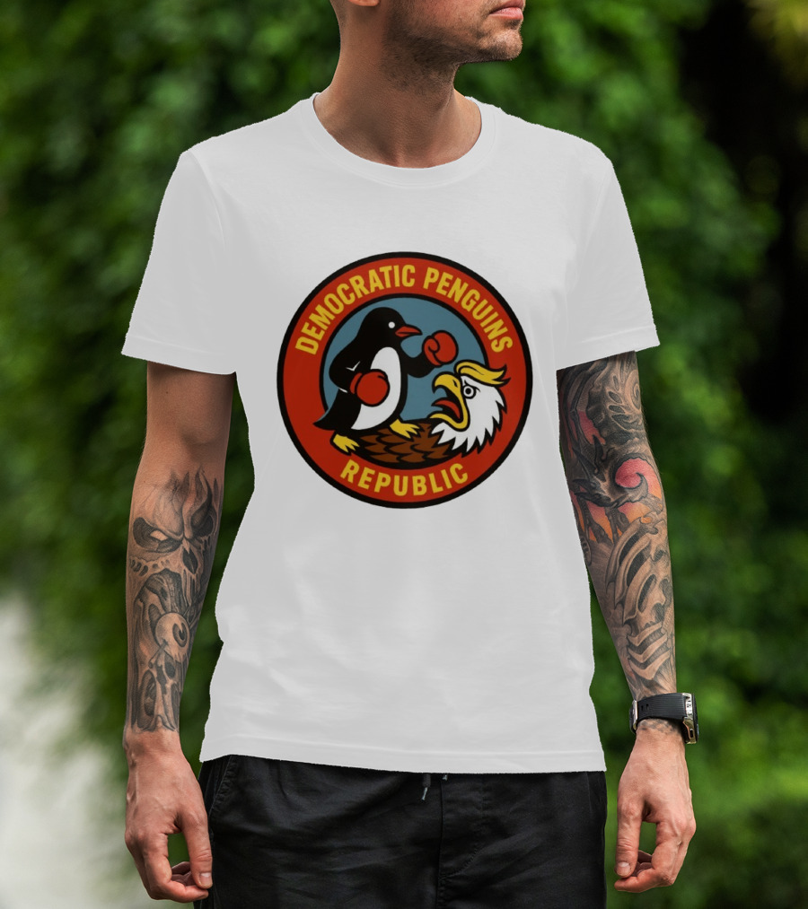 Democratic Penguins Republic Boxing Penguin Vs Eagle T-Shirt