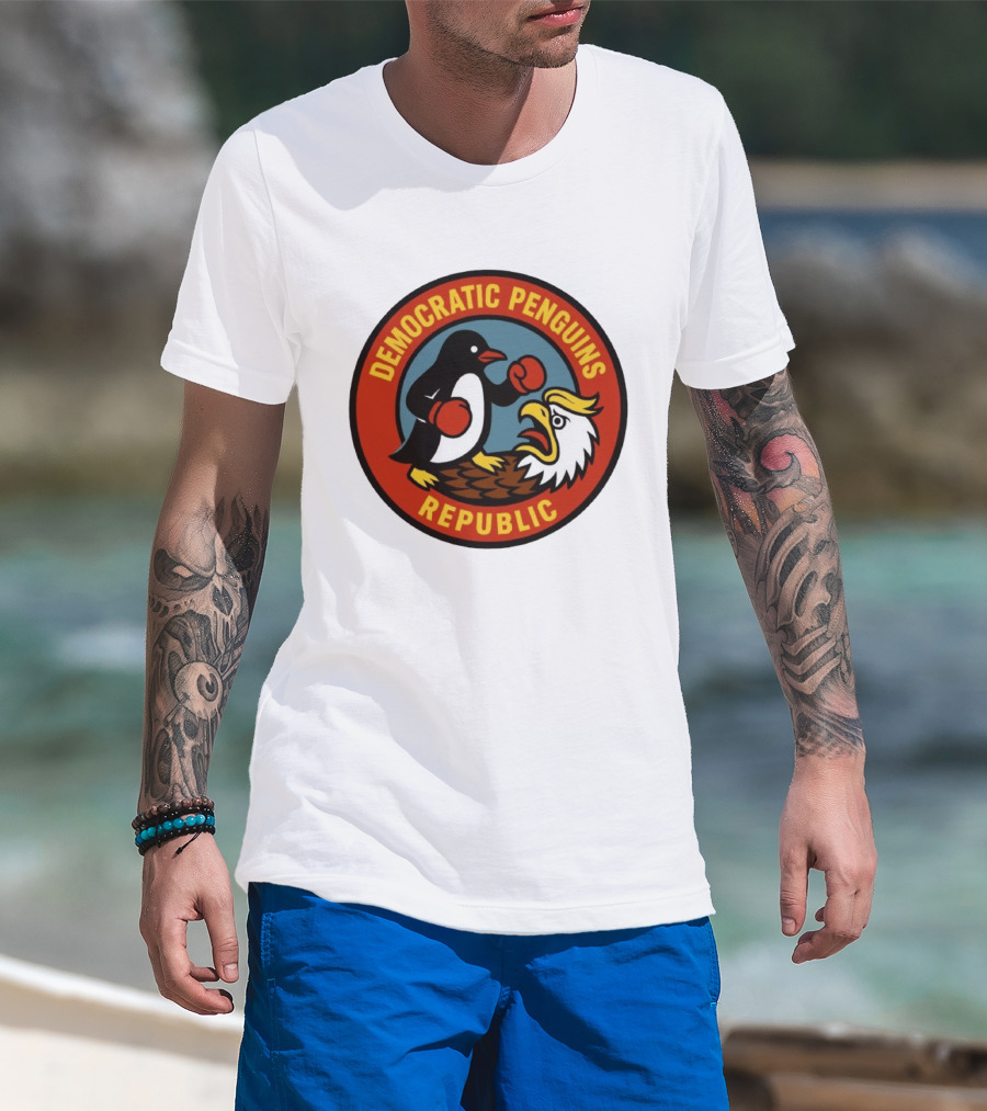 Democratic Penguins Republic Boxing Penguin Vs Eagle T-Shirt