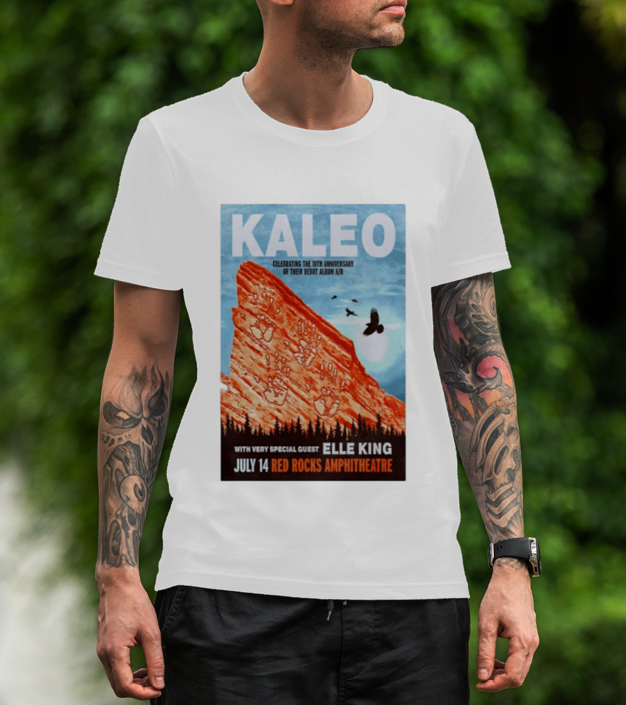 Kaleo Celebrating 10th Anniversary A/B With Guest Elle King July 14 Red Rocks Amphitheatre T-Shirt