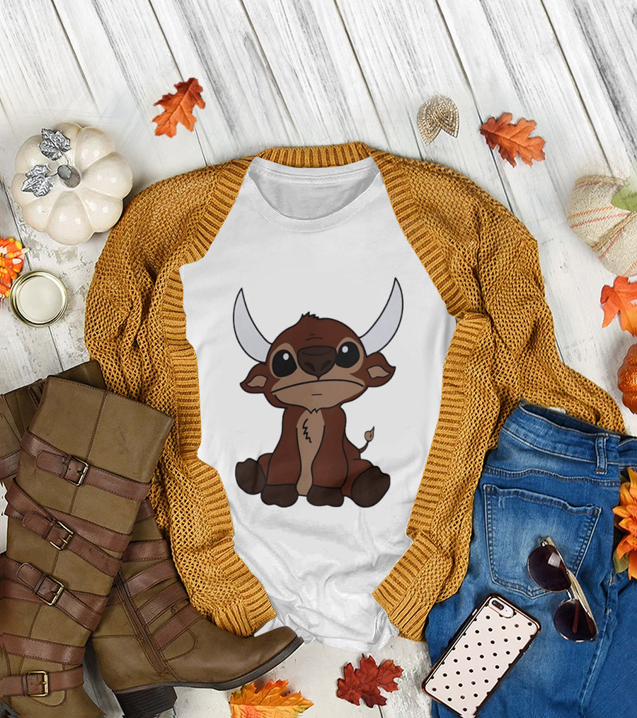 Minotaur Buffalo Bills Cute Cartoon Minotaur Character with Big Horns T-Shirt