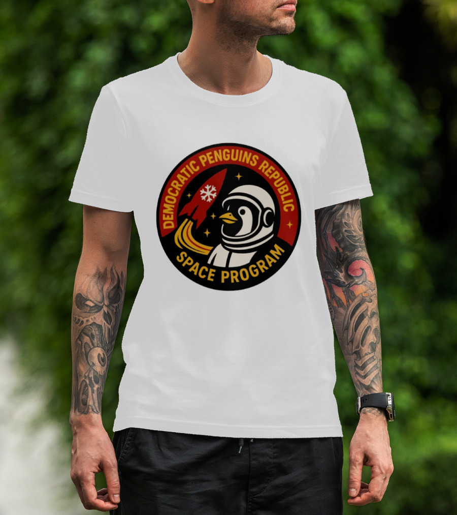 Democratic Penguins Republic Space Program Astronaut Penguin Rocket T-Shirt