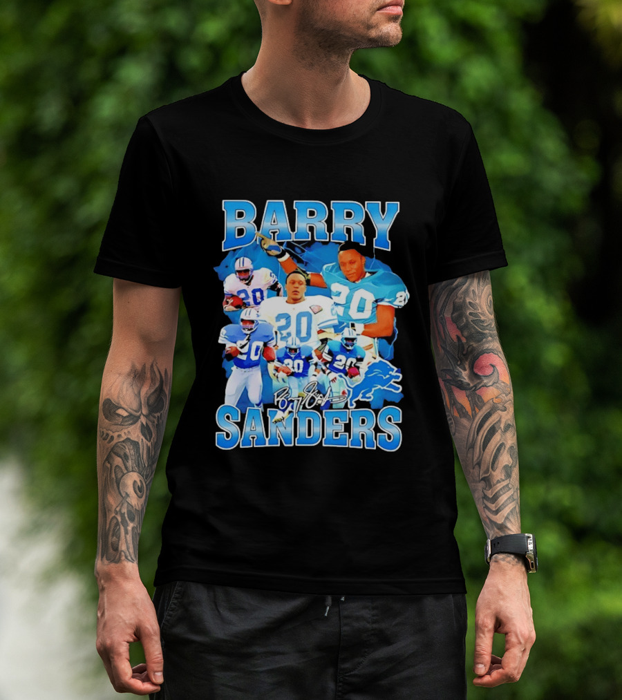 Barry Sanders 20 Detroit Lions Legend NFL Running Back Football T-Shirt