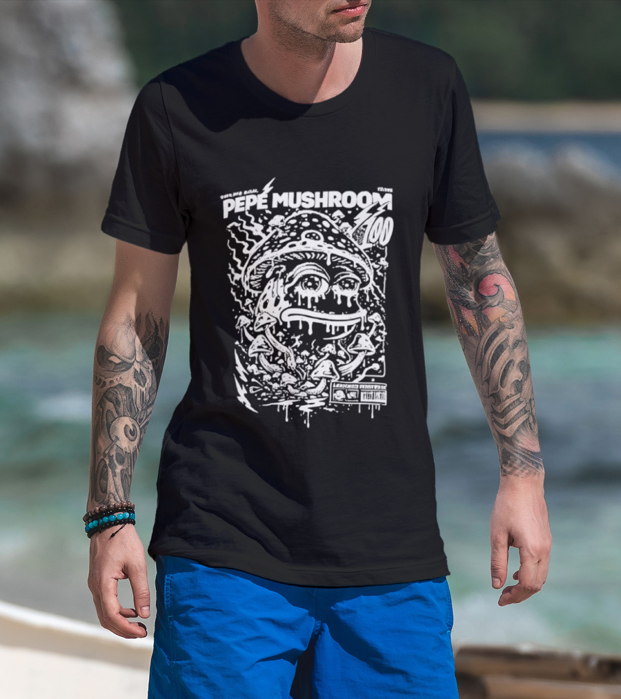 Pepe Mushroom Trippy Frog Motif T-Shirt