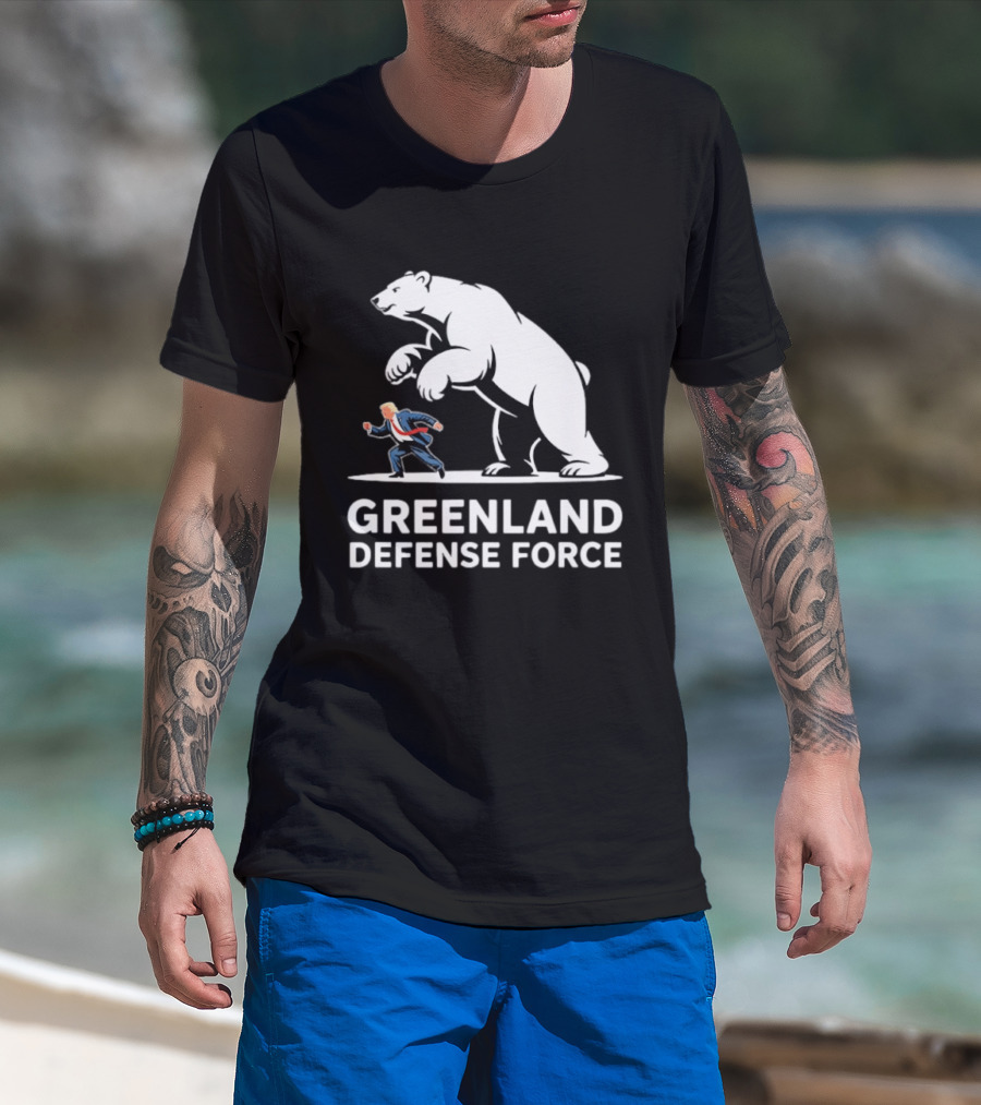 Greenland Defense Force Polar Bear Political Humor T-Shirt
