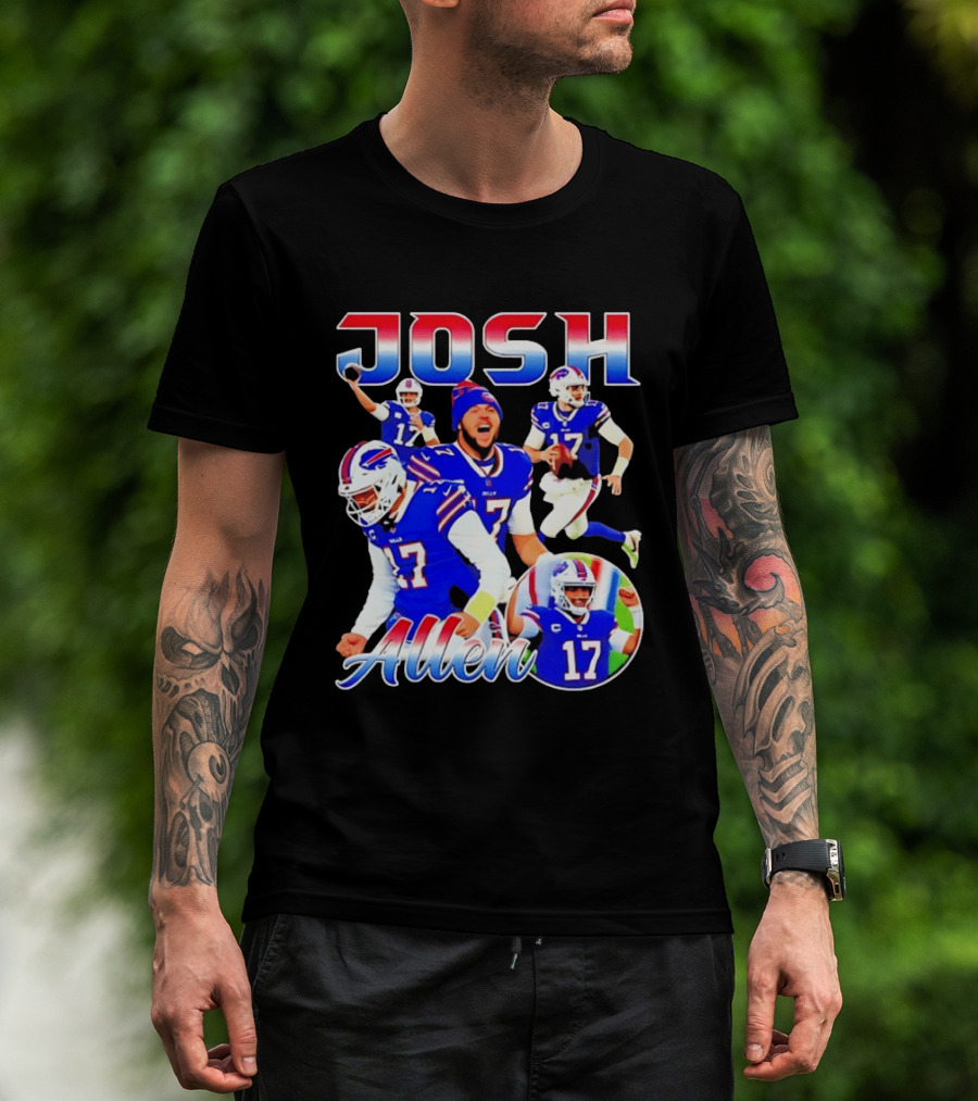 JOSH Allen Buffalo Bills Player 17 Collage 2026 T-Shirt