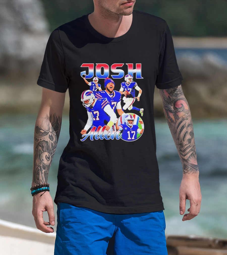 JOSH Allen Buffalo Bills Player 17 Collage 2026 T-Shirt