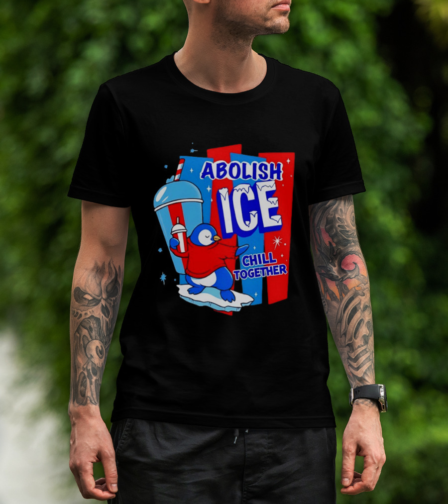 Abolish ICE Penguin Ice Skating Chill Together T-Shirt