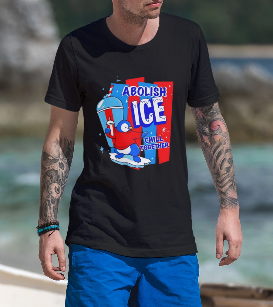 Abolish ICE Penguin Ice Skating Chill Together T-Shirt