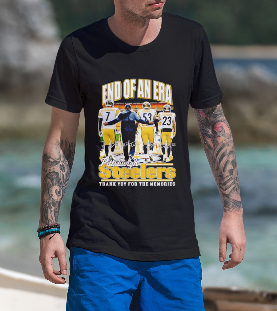 Pittsburgh Steelers End Of An Era Thank You For The Memories Ben Roethlisberger Maurkice Pouncey Joe Haden T-Shirt