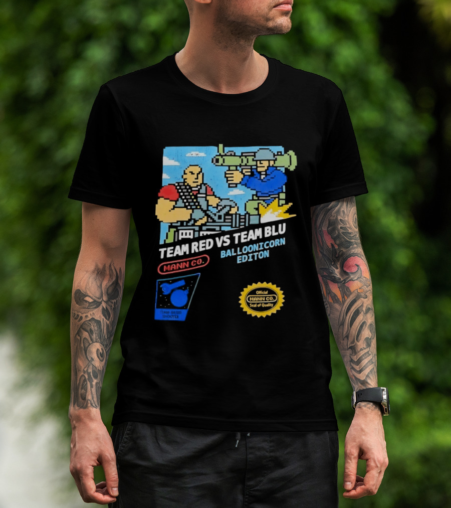 Team Red Vs Team Blu Balloonicorn Edition Mann Co. T-Shirt