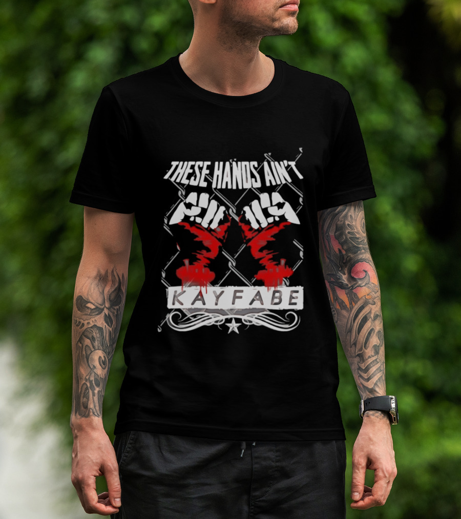 These Hands Ain't Kayfabe Bloody Knuckles With Chainlink Fence T-Shirt