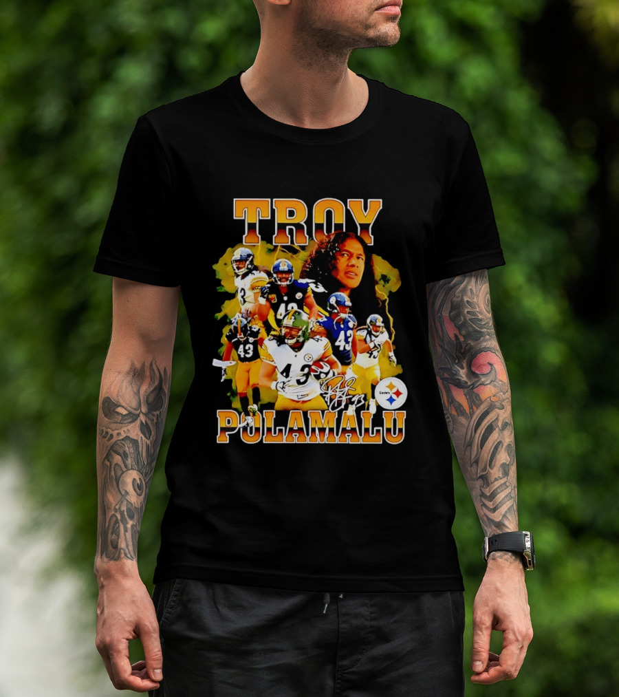 Troy Polamalu 43 Pittsburgh Steelers Collage 2026 T-Shirt