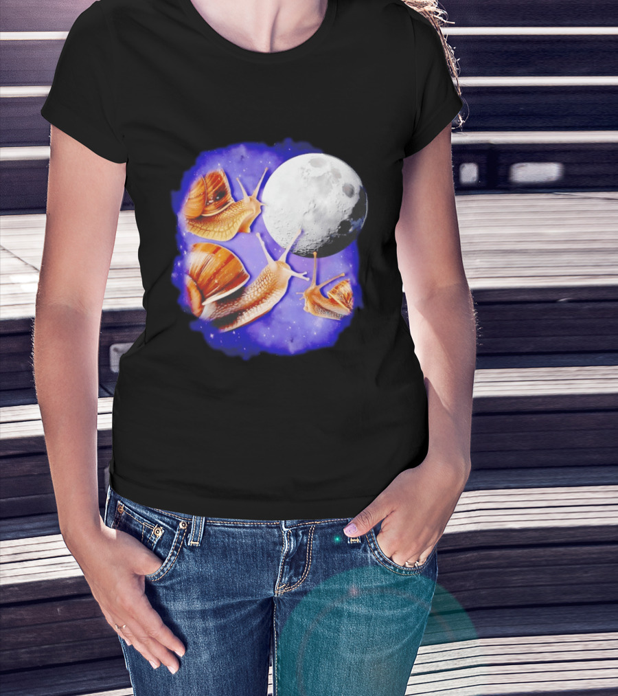 Yearning Snails Moon Cosmic Dreamscape Snail Galaxy T-Shirt