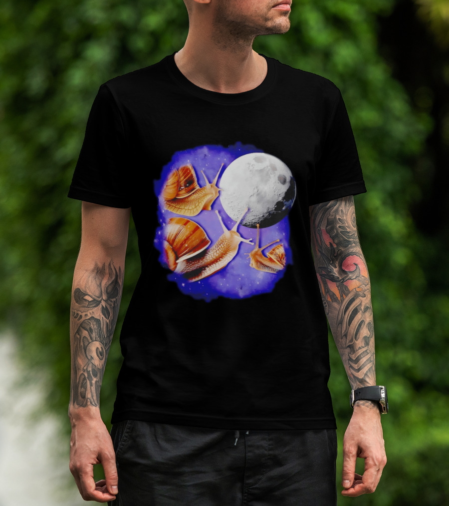 Yearning Snails Moon Cosmic Dreamscape Snail Galaxy T-Shirt