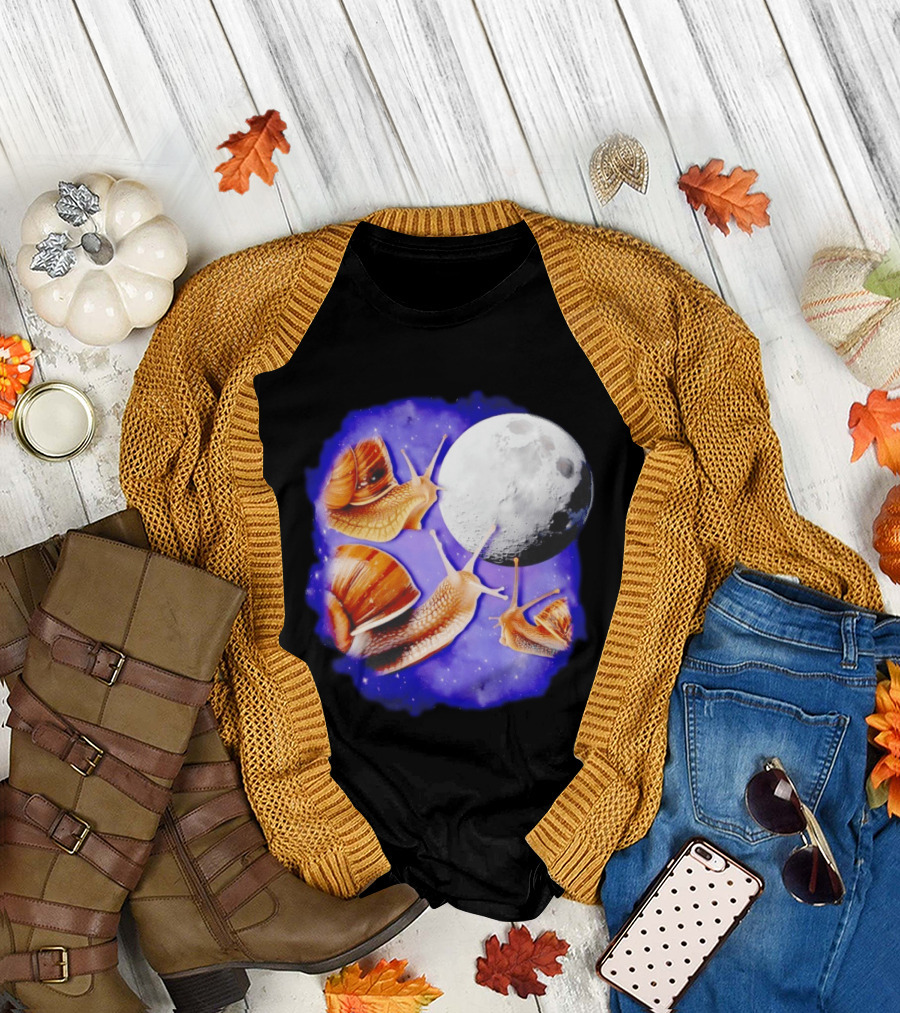 Yearning Snails Moon Cosmic Dreamscape Snail Galaxy T-Shirt