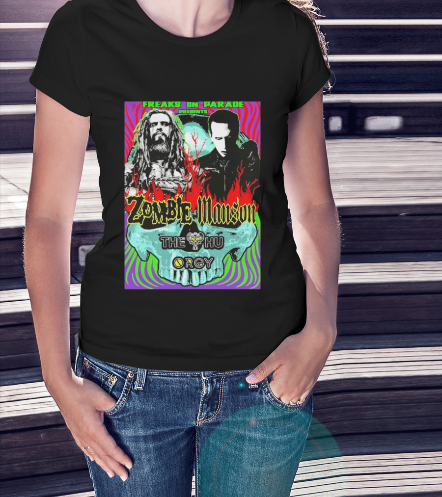 Freaks On Parade Presents Zombie X Manson The Hu Orgy 2026 T-Shirt