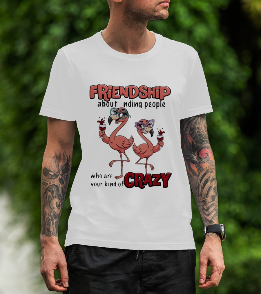 FRIENDSHIP About Finding People Who Are Your Kind Of CRAZY Flamingo Humor T-Shirt